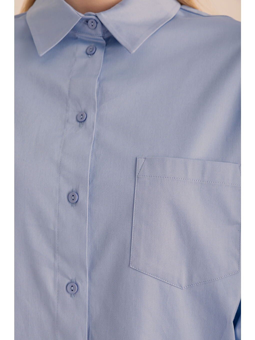 Mavi Pamuk Gömlek-2
