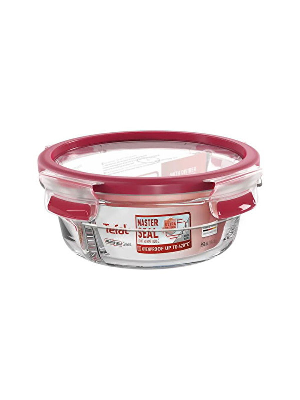 Masterseal Fırınlanabilir Saklama Kabı - Kırmızı / Şeffaf - 550 ml-1