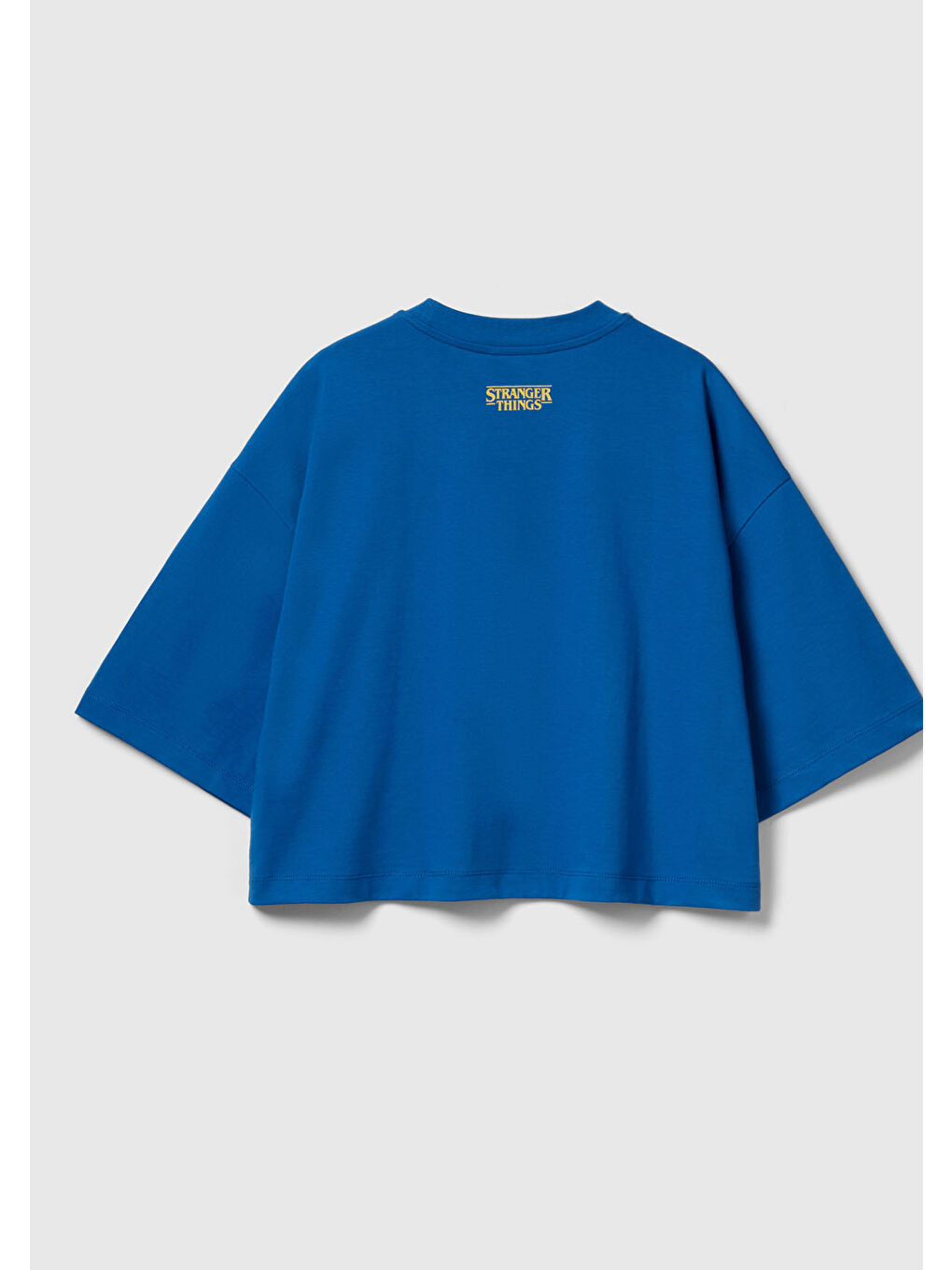 Kadın Mavi  %100 Pamuk Boxy Fit Stranger Things Baskılı T-Shirt-3