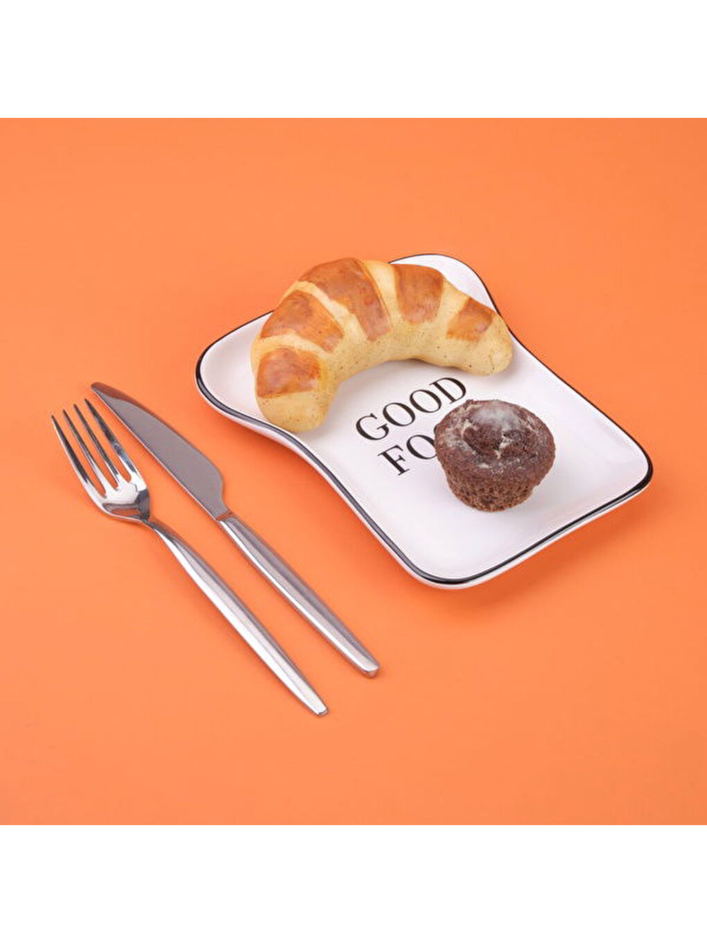 Kitchen Good Food Desenli Servis Tabağı - Siyah / Beyaz - 19 cm-1