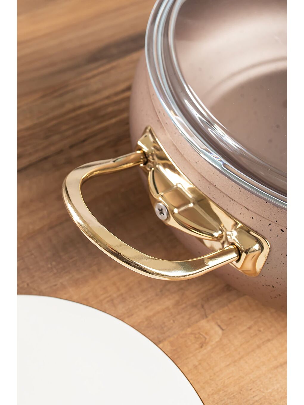 Turuncu L-5094-2 Yonca Güveç 7 Parça Tencere Seti - Bakır Altın Kulp-1