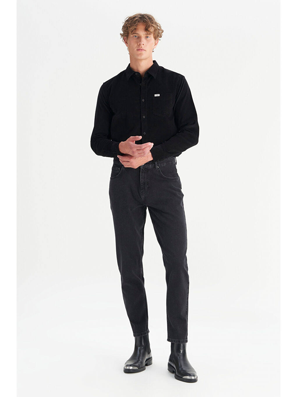 %100 Pamuk Frank Relaxed Fit Geniş Kesim Siyah Jean Denim Pantolon-1