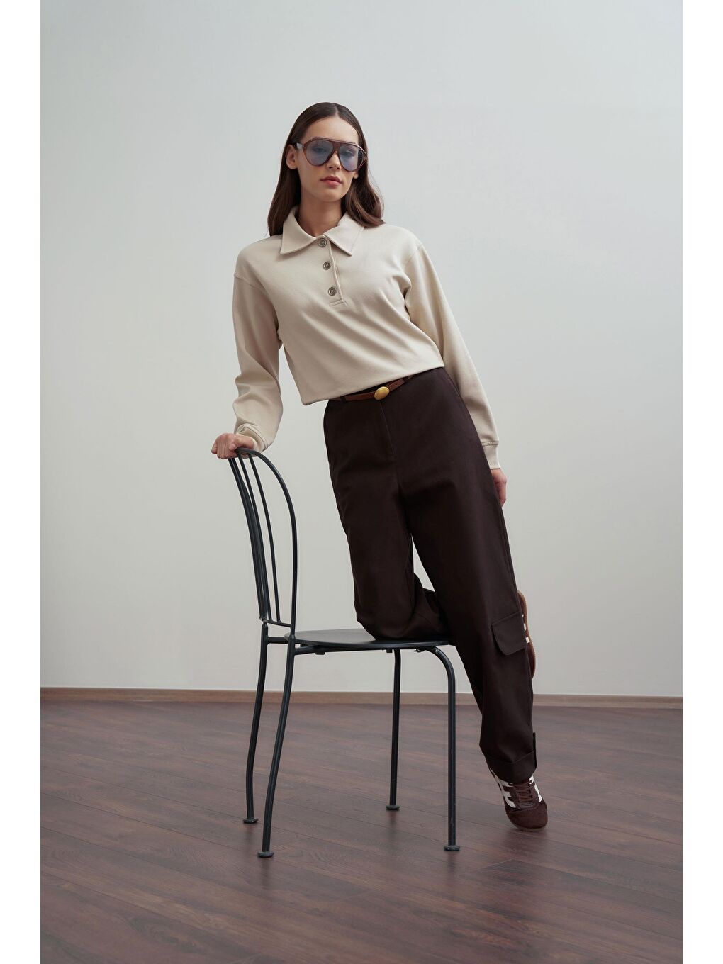 Kahverengi Acı Kahve-Gabardin Kargo Pantolon