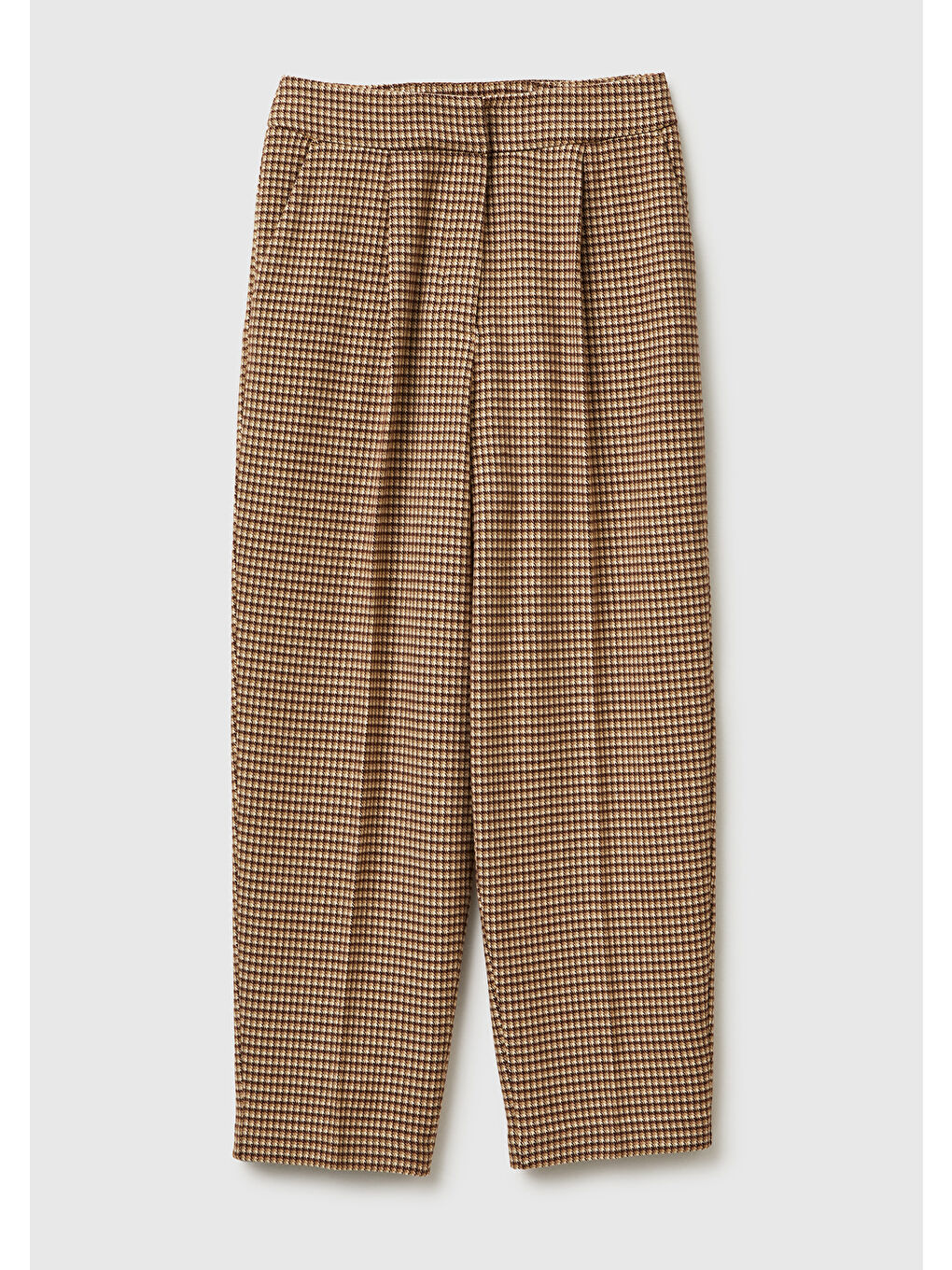 Kadın Haki Viskoz Karışımlı Fermuarlı Arka Bel Bandı Lastikli Pantolon-1