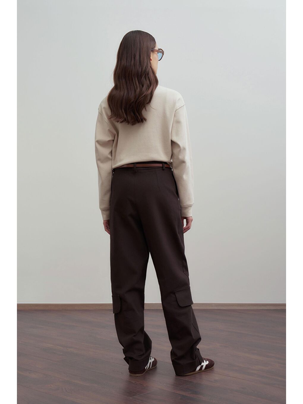 Kahverengi Acı Kahve-Gabardin Kargo Pantolon-3