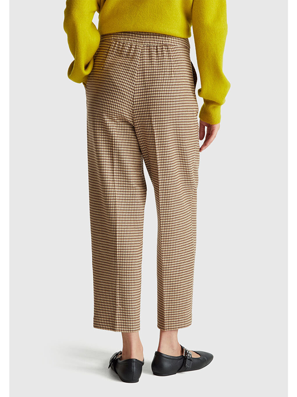 Kadın Haki Viskoz Karışımlı Fermuarlı Arka Bel Bandı Lastikli Pantolon-2