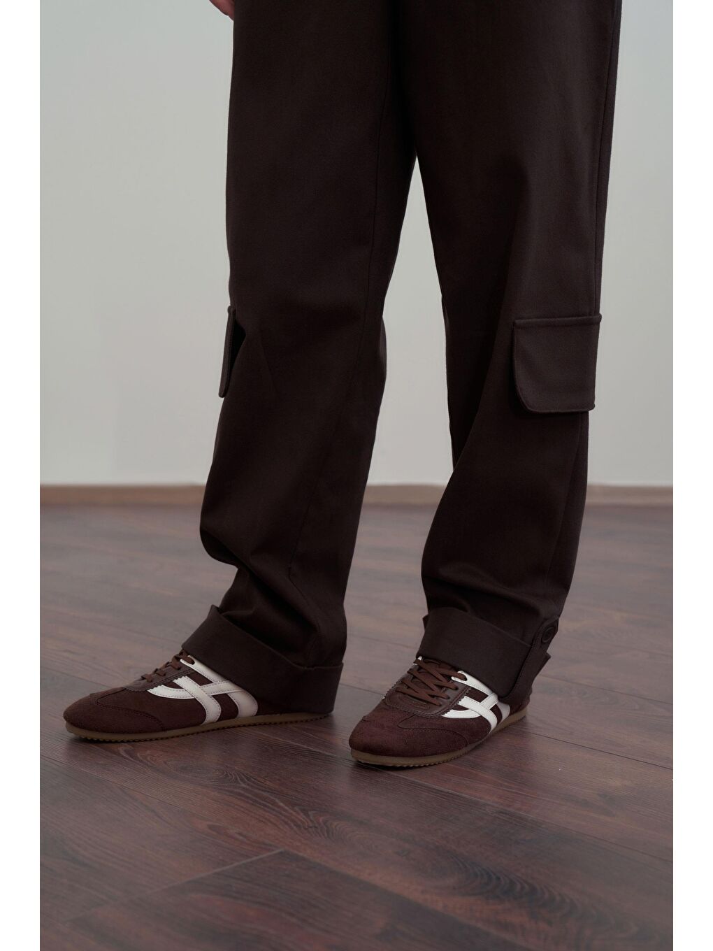 Kahverengi Acı Kahve-Gabardin Kargo Pantolon-4