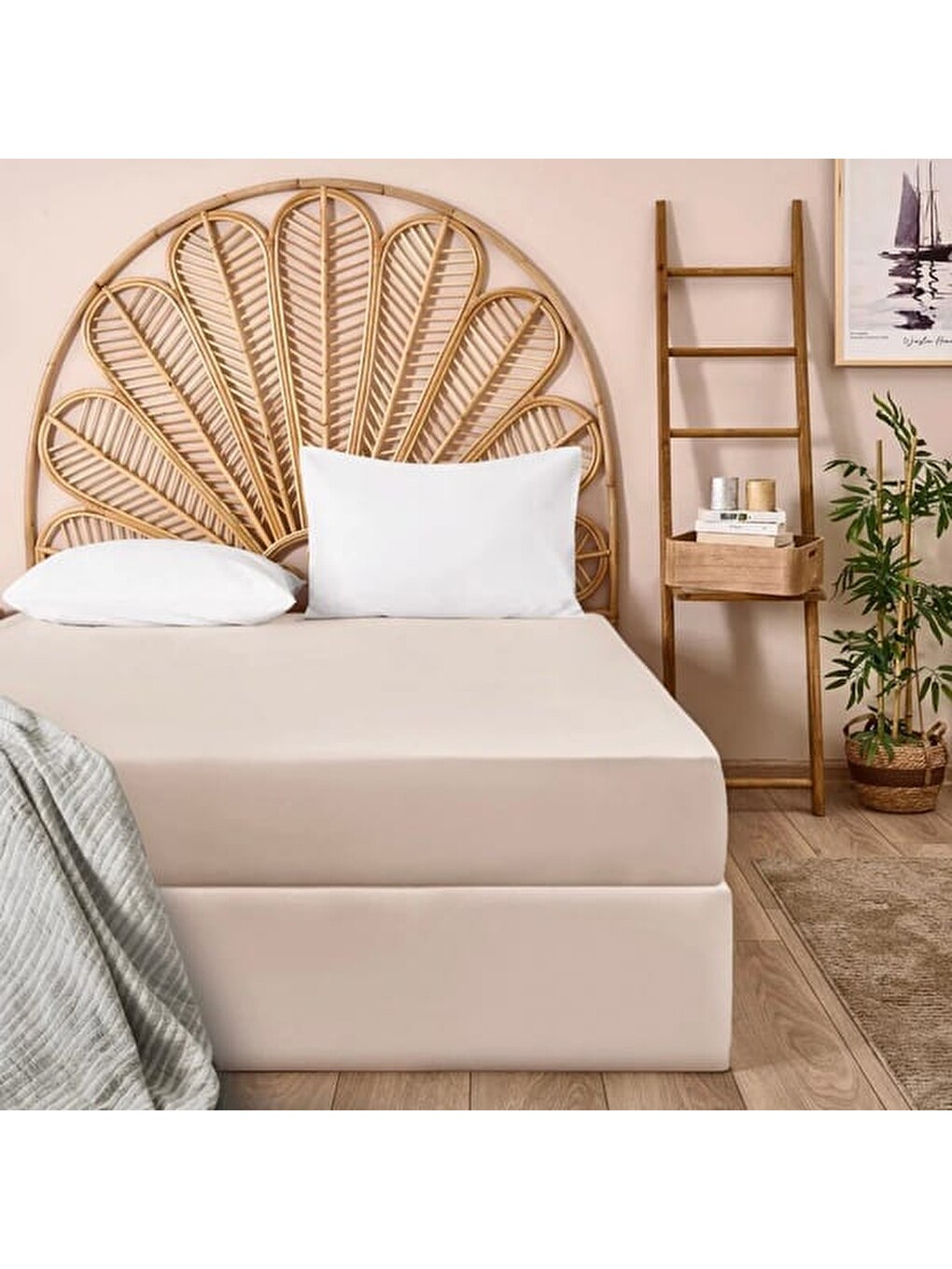 Soft Eco Tek Kişilik Lastikli Çarşaf - Bej - 100x200 cm-1