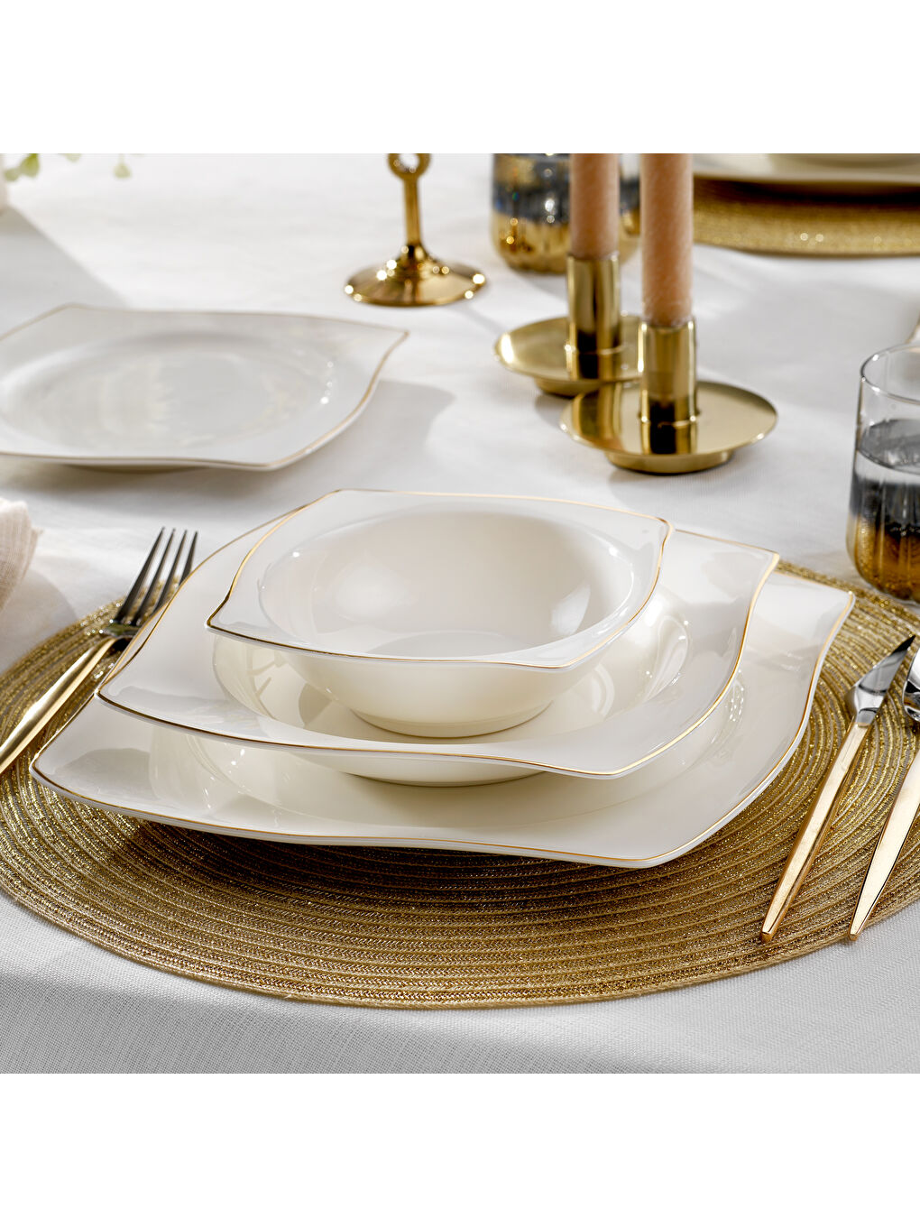 Sarı Bety Yemek Takımı 48 Parça-Gold-1