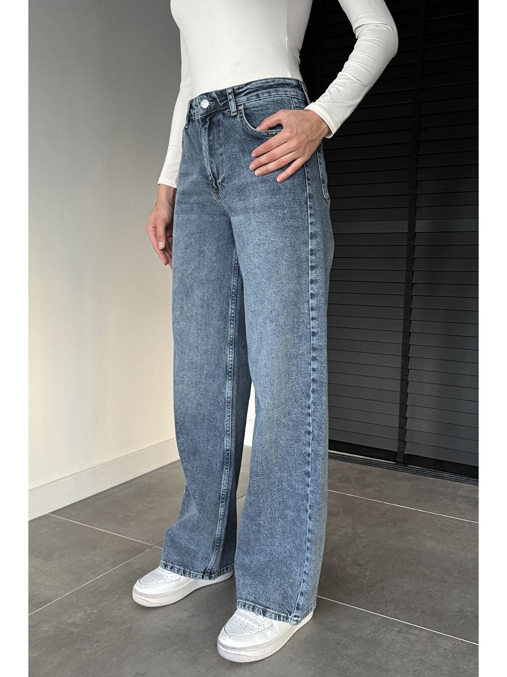 Mavi Kadın Yüksek Bel Palazzo Jean Jean Pantolon-1