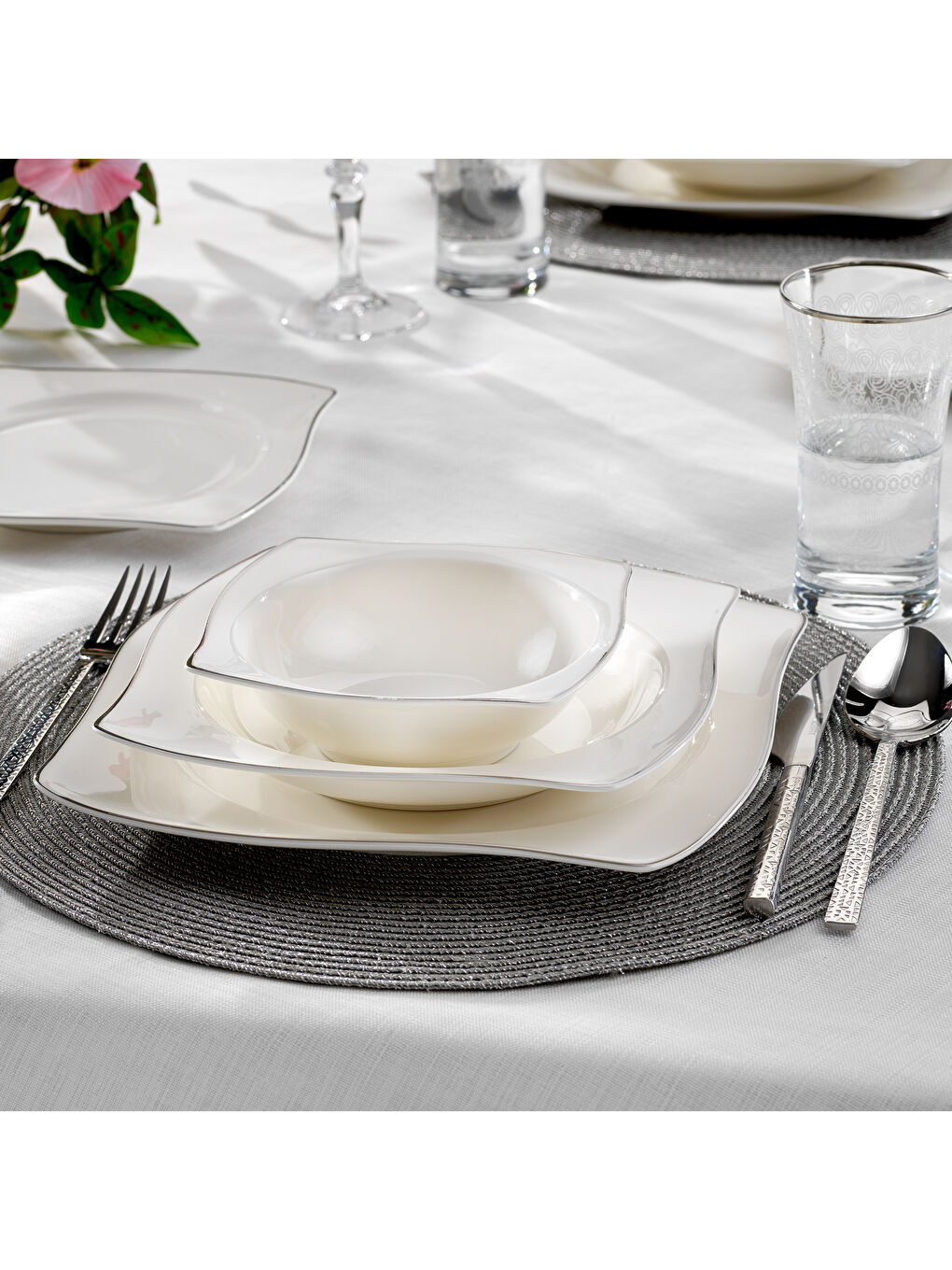 Beyaz Bety Yemek Takımı 48 Parça-Platin-1