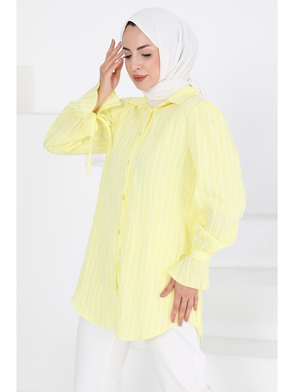 Sarı Çizgili Tunik Sari - 27275