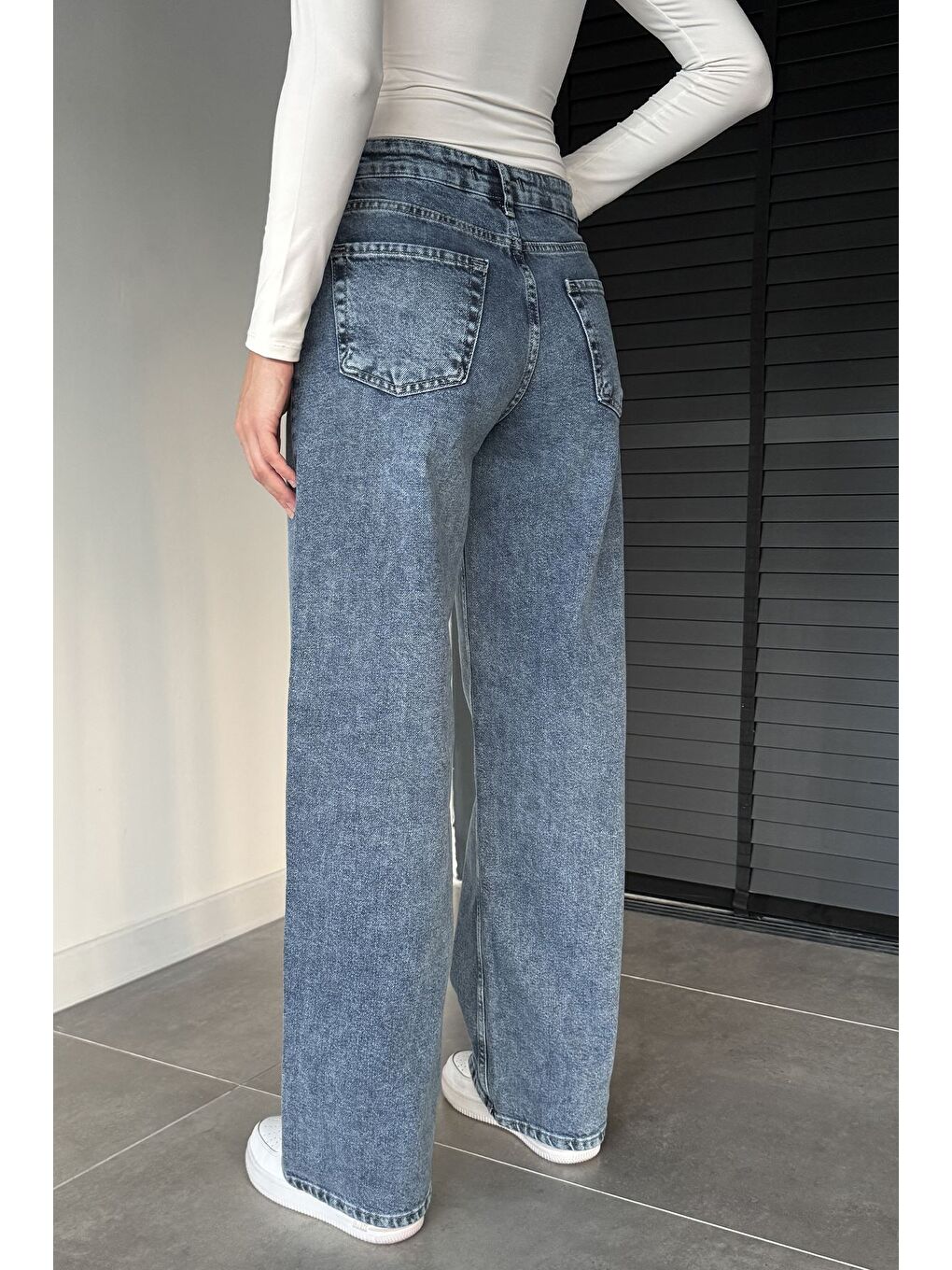 Mavi Kadın Yüksek Bel Palazzo Jean Jean Pantolon-2