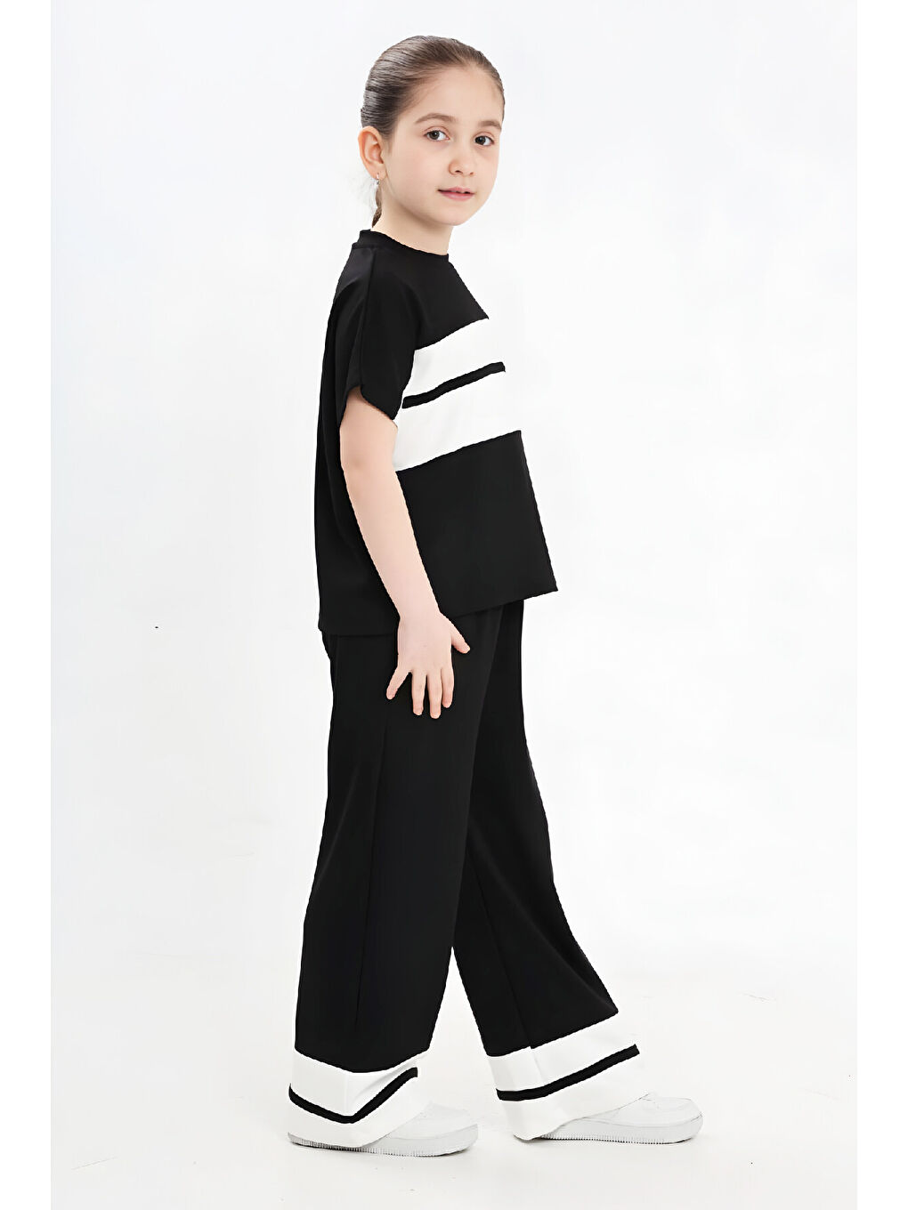 Siyah Kız Çocuk Double Face Kumaş Alt Üst Takım 7-12 Yaş 12640-3