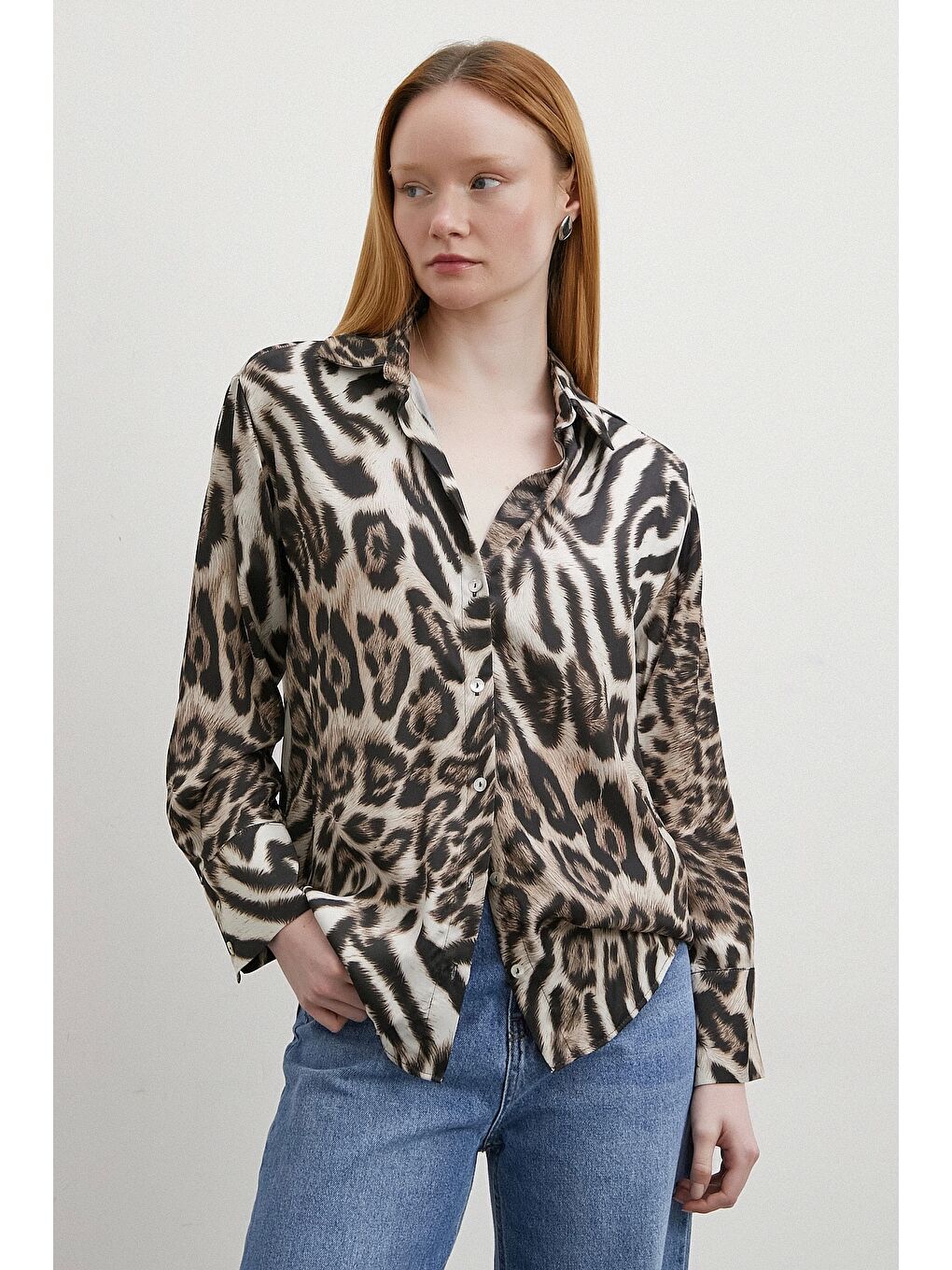 Americano Desenli Gömlek Siyah-4