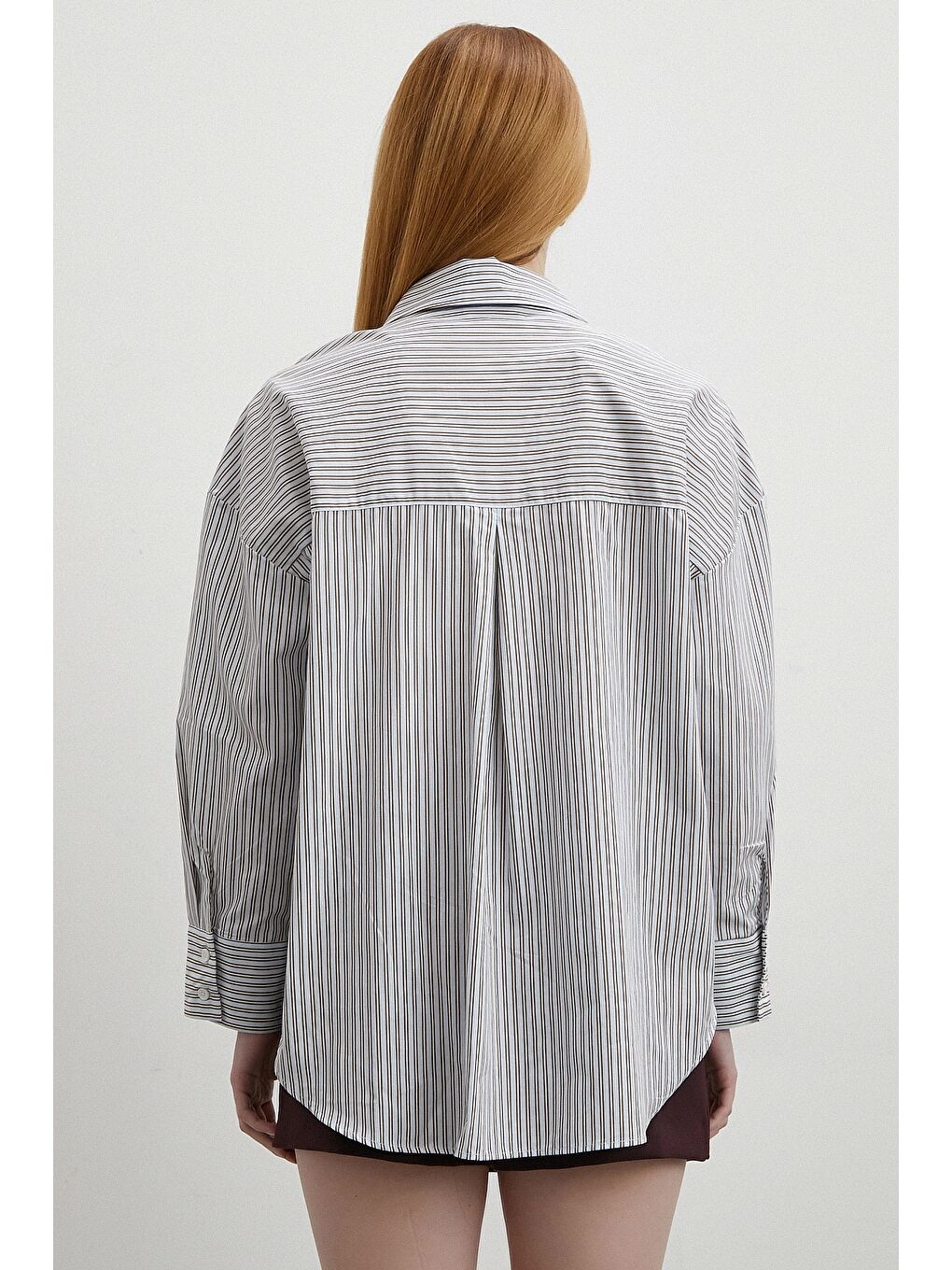 Kontrast Çizgili Gömlek Mavi-1