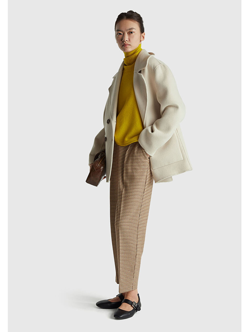 Kadın Haki Viskoz Karışımlı Fermuarlı Arka Bel Bandı Lastikli Pantolon-4