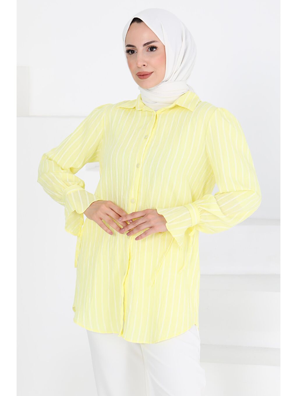 Sarı Çizgili Tunik Sari - 27275-1
