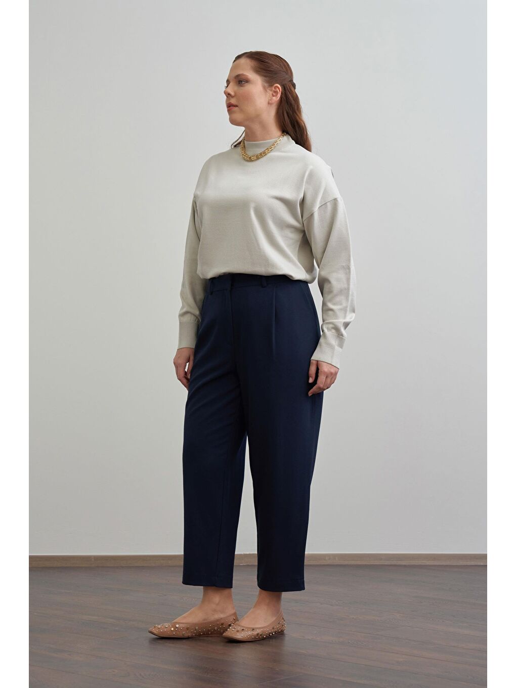 Lacivert-Pensli Rahat Viscon Pantolon-1