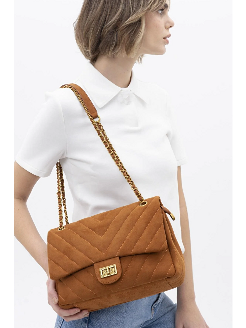 Kahverengi Kapaklı Kadın Omuz Çantası BYN1067-1