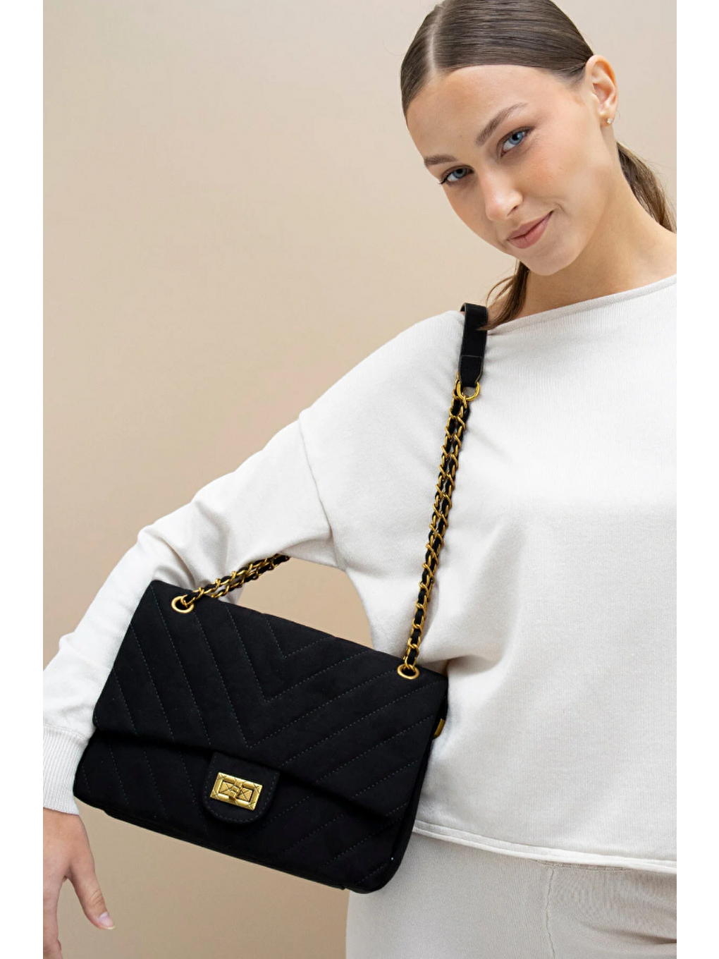 Siyah Kapaklı Kadın Omuz Çantası BYN1067-3