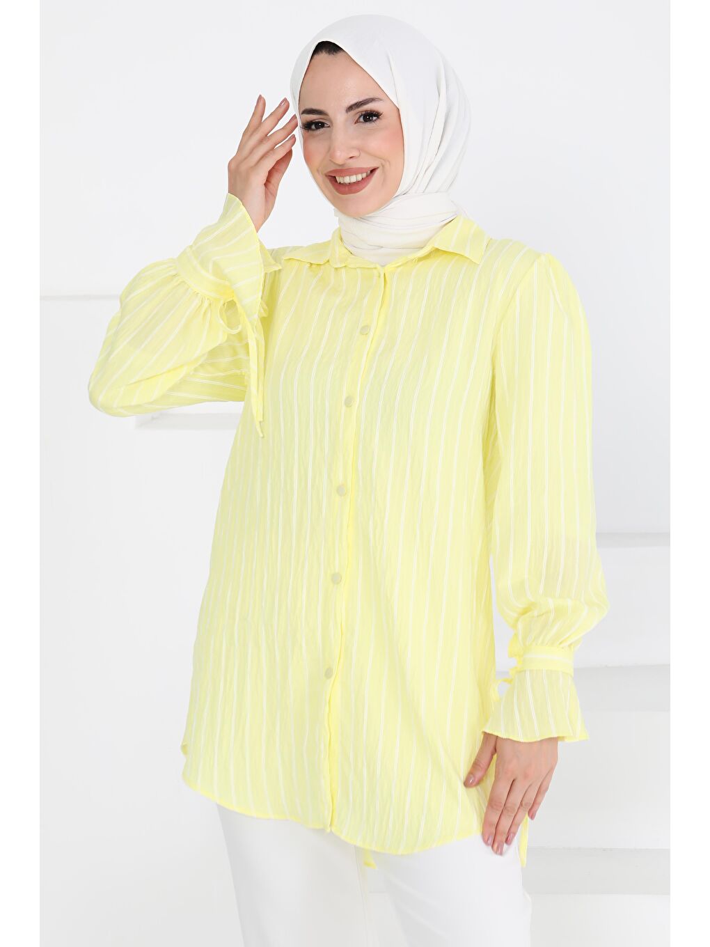 Sarı Çizgili Tunik Sari - 27275-2