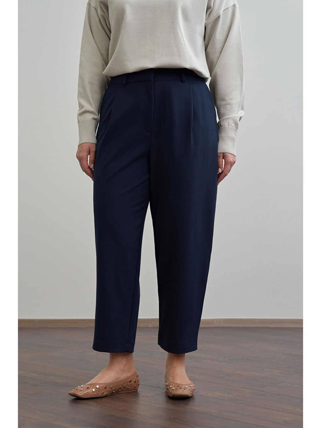 Lacivert-Pensli Rahat Viscon Pantolon-3