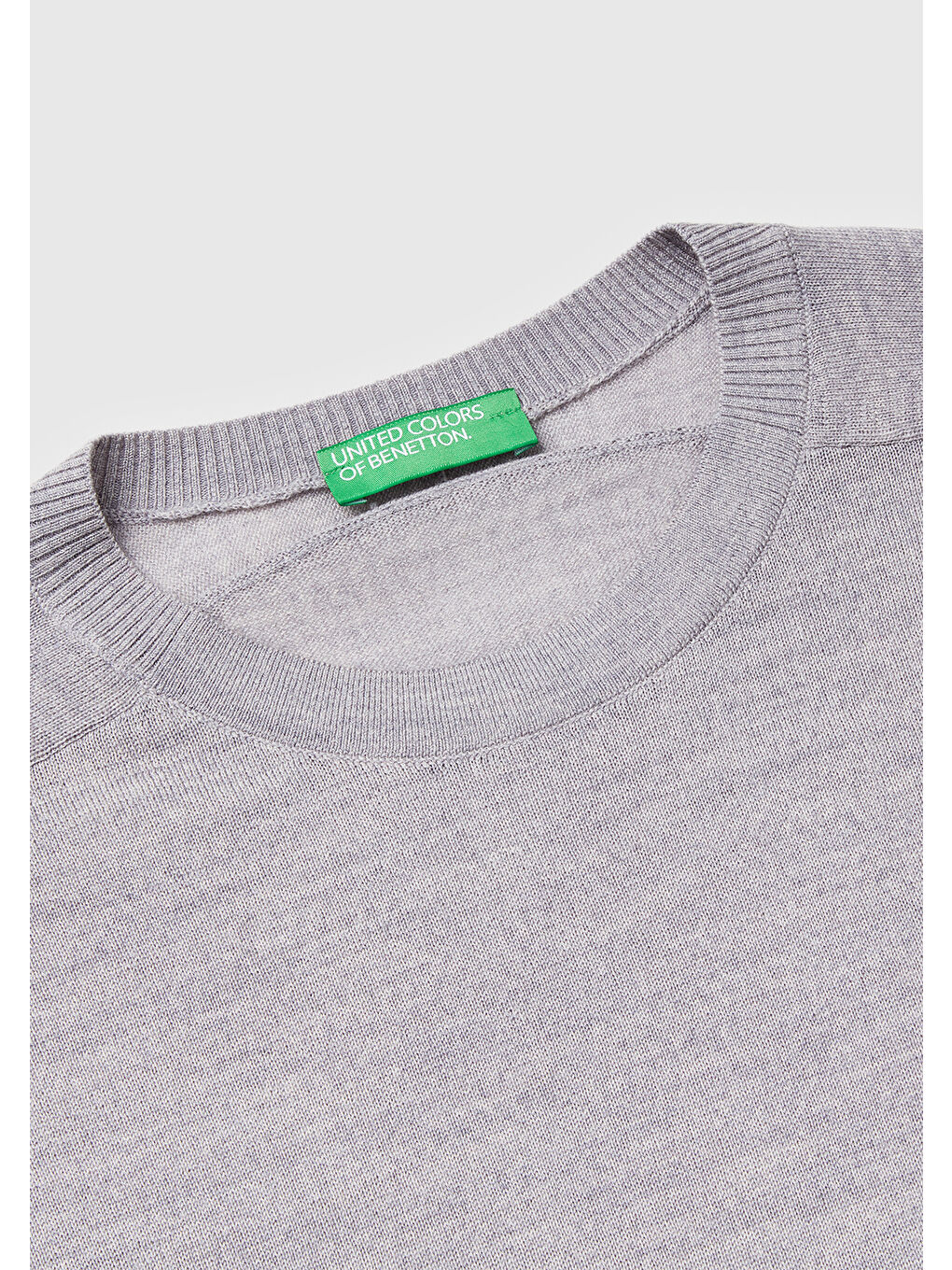 Kadın Gri Melanj %100 Yün Bisiklet Yaka Kısa Kollu Kazak-6