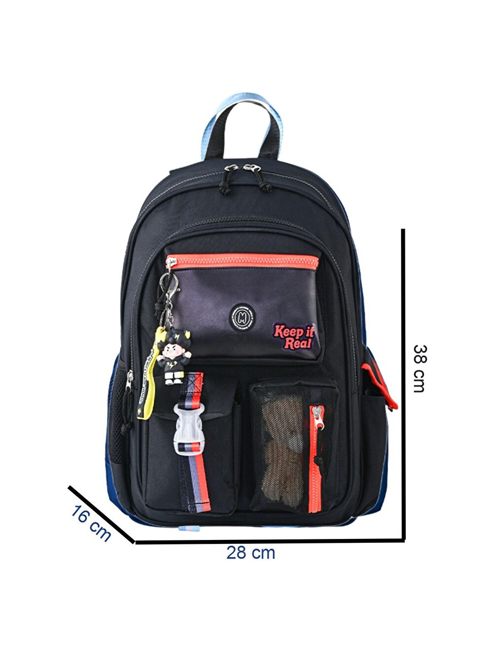 3 Bölmeli Black Okul Sırt Çantası + Beslenme Çantası + Kalemlik-1