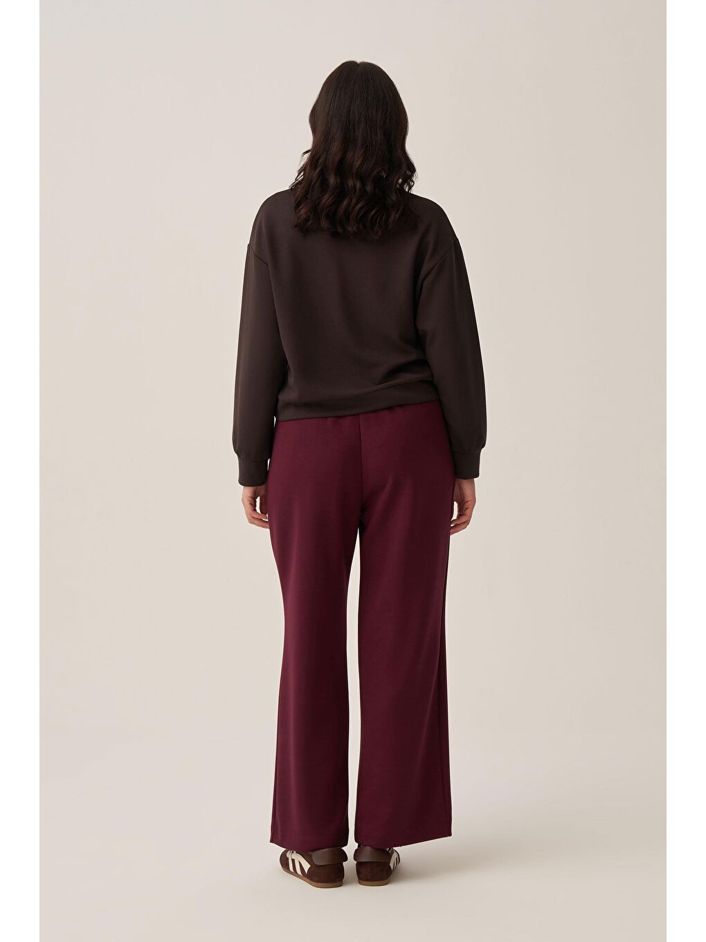 Bordo-Yumuşak Dokulu Palazzo Pantolon-2