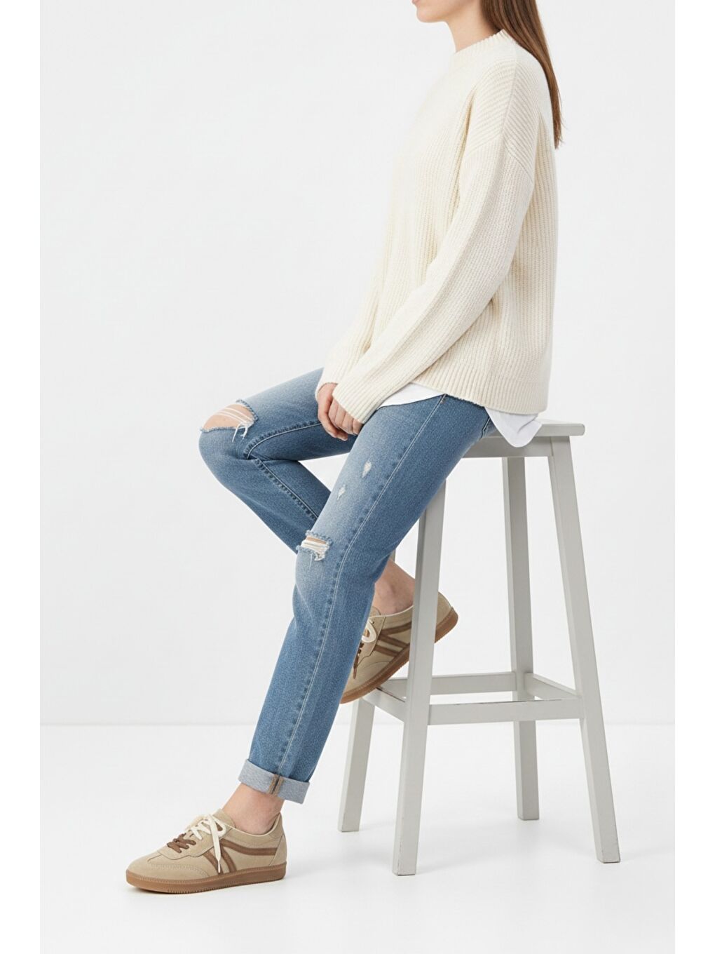 Bej HUXLEY Çift Bağcıklı Günlük Kadın Sneaker Spor Ayakkabı