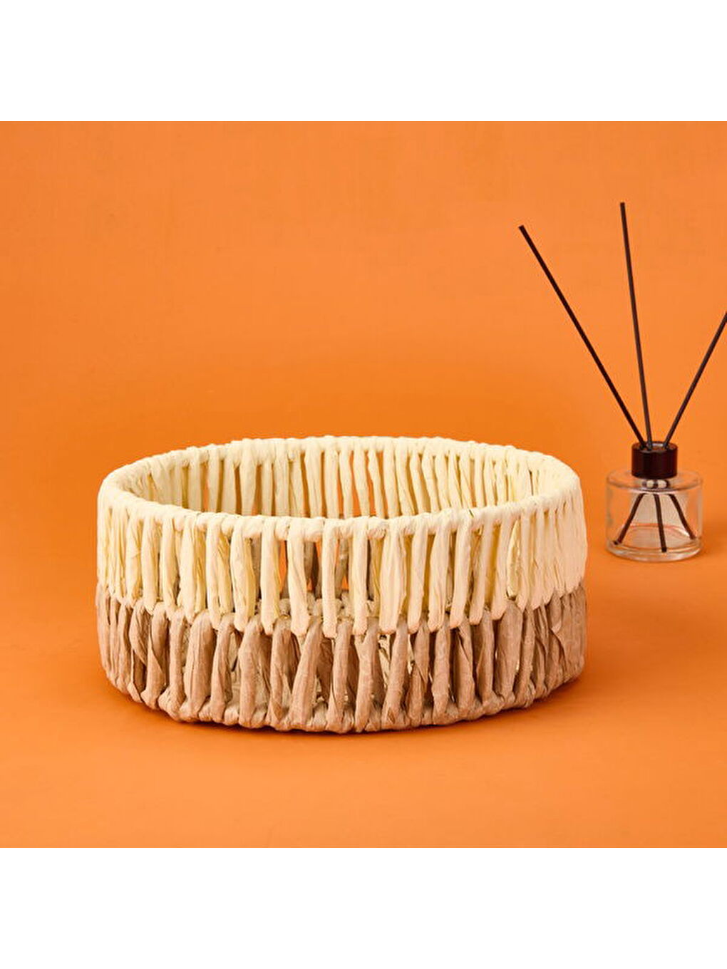 Palm Breeze Büyük Dekoratif Sepet - Bej / Kahverengi - 25x10 cm-2