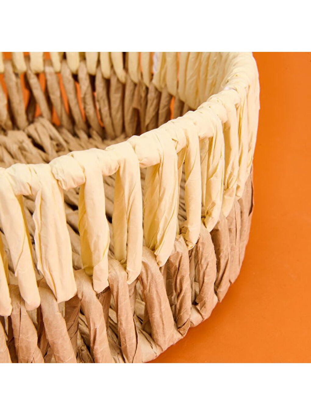 Palm Breeze Büyük Dekoratif Sepet - Bej / Kahverengi - 25x10 cm-3