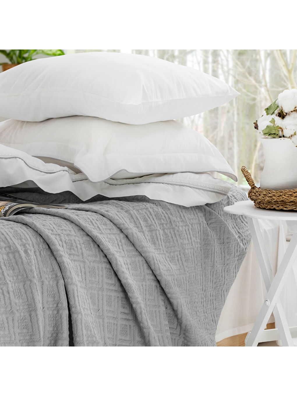 Home Kylie Yatak Örtüsü Nevresim Seti 7 Parça-Gri-1