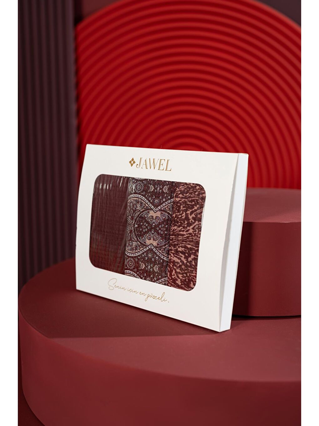 Karışık Kadın Müslin Şal Paketi Kahve (Degrade-Petra-Tyana)-1