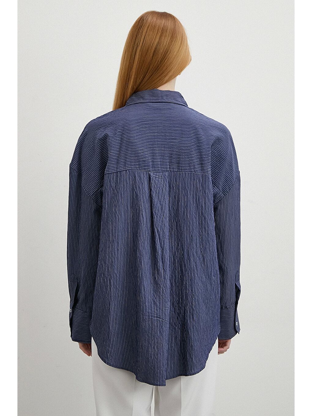 Cepli Çizgili Gömlek Lacivert-2