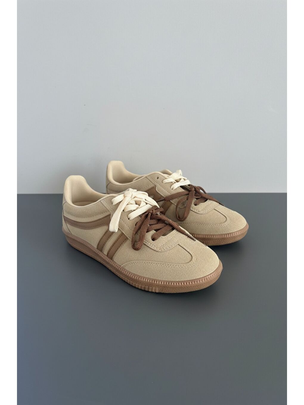 Bej HUXLEY Çift Bağcıklı Günlük Kadın Sneaker Spor Ayakkabı-3