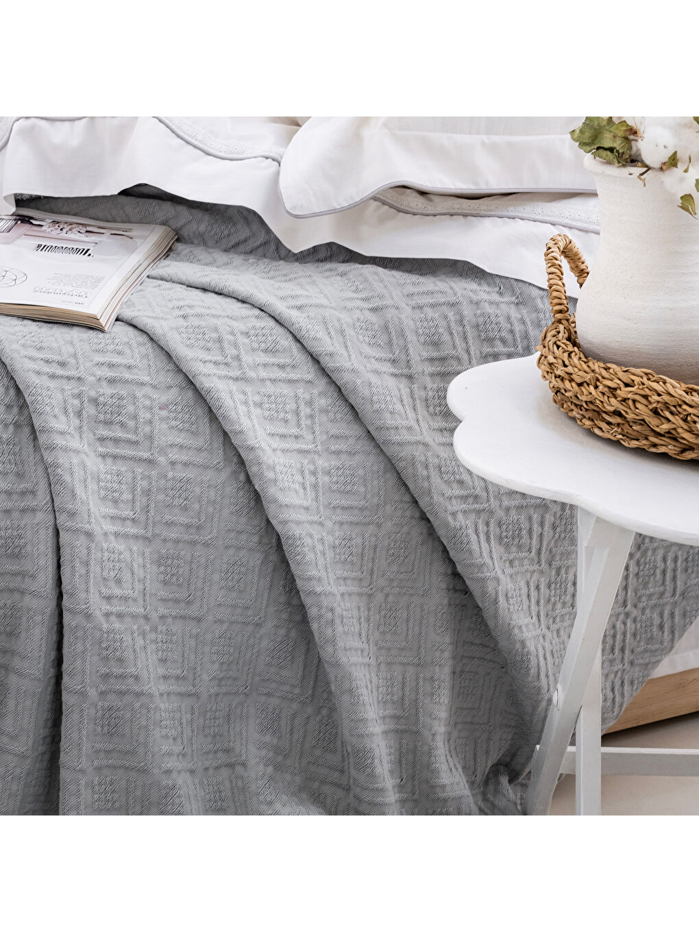 Home Kylie Yatak Örtüsü Nevresim Seti 7 Parça-Gri-2