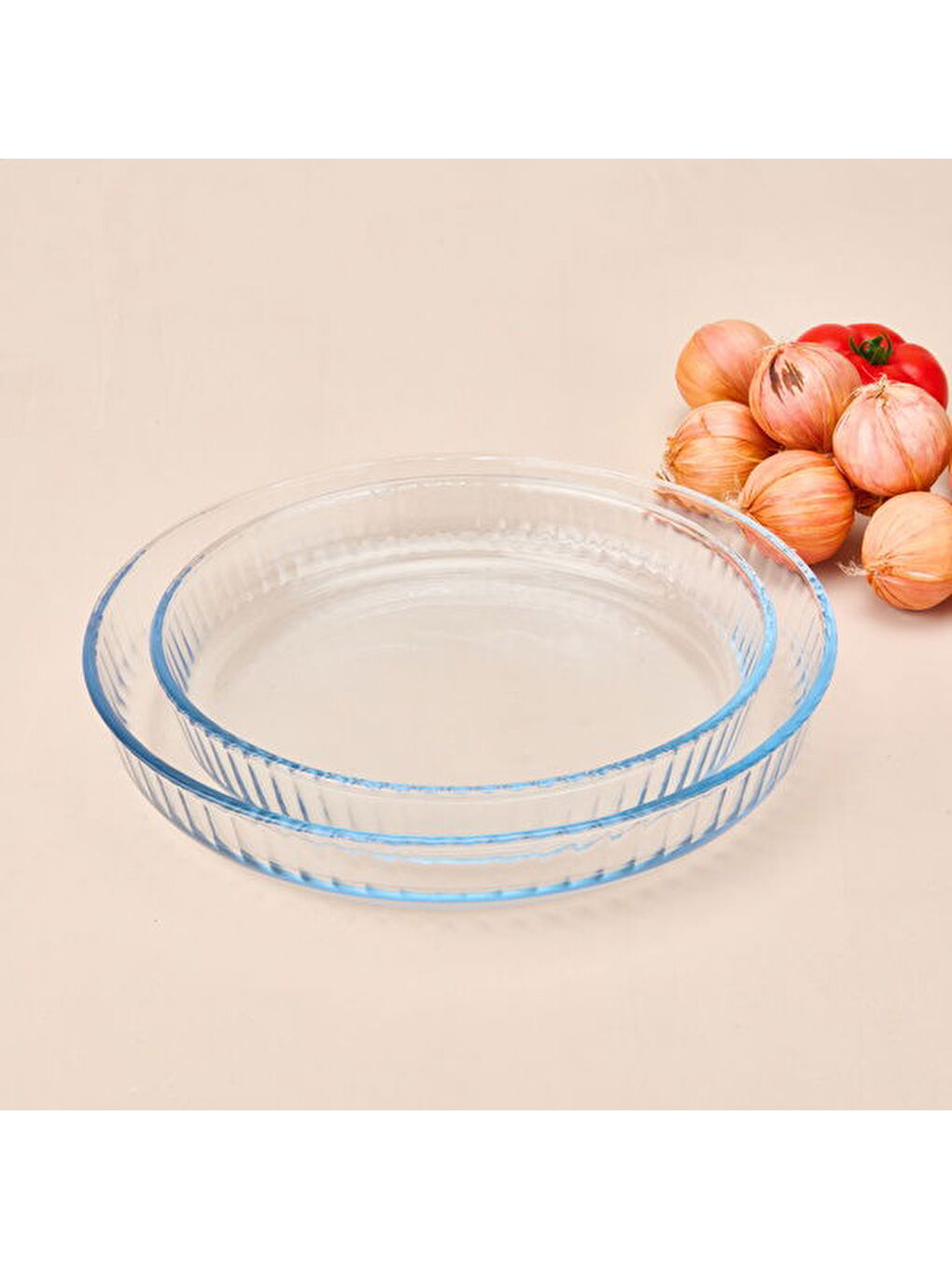 Renksiz Twin 2'li Yuvarlak Cam Fırın Kabı - Şeffaf-7