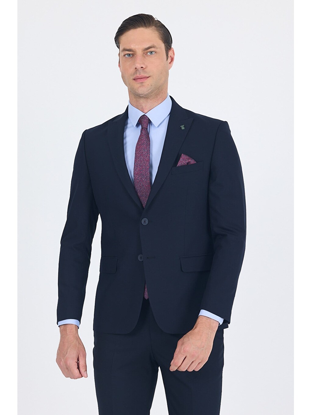 Lacivert Kırlangıç Yaka Düz Slim Fit 6 Drop Takım Elbise 1001260011-3