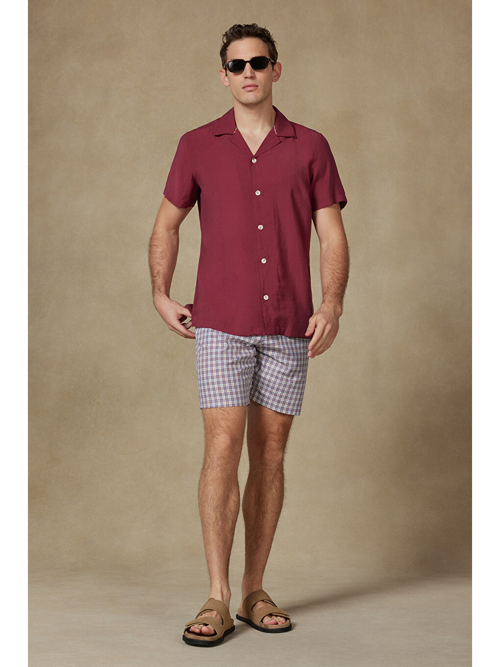 Capri Modal Modal Karışımlı Comfort Fit Bordo Apaş Yaka Erkek Düz Gömlek-2