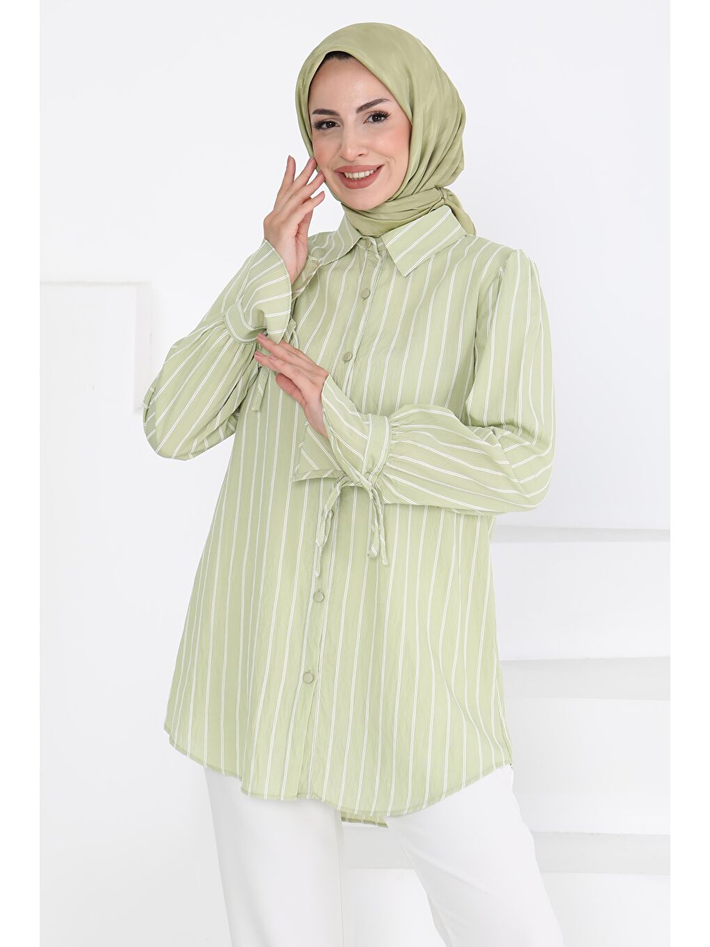 Çizgili Tunik Haki - 27275