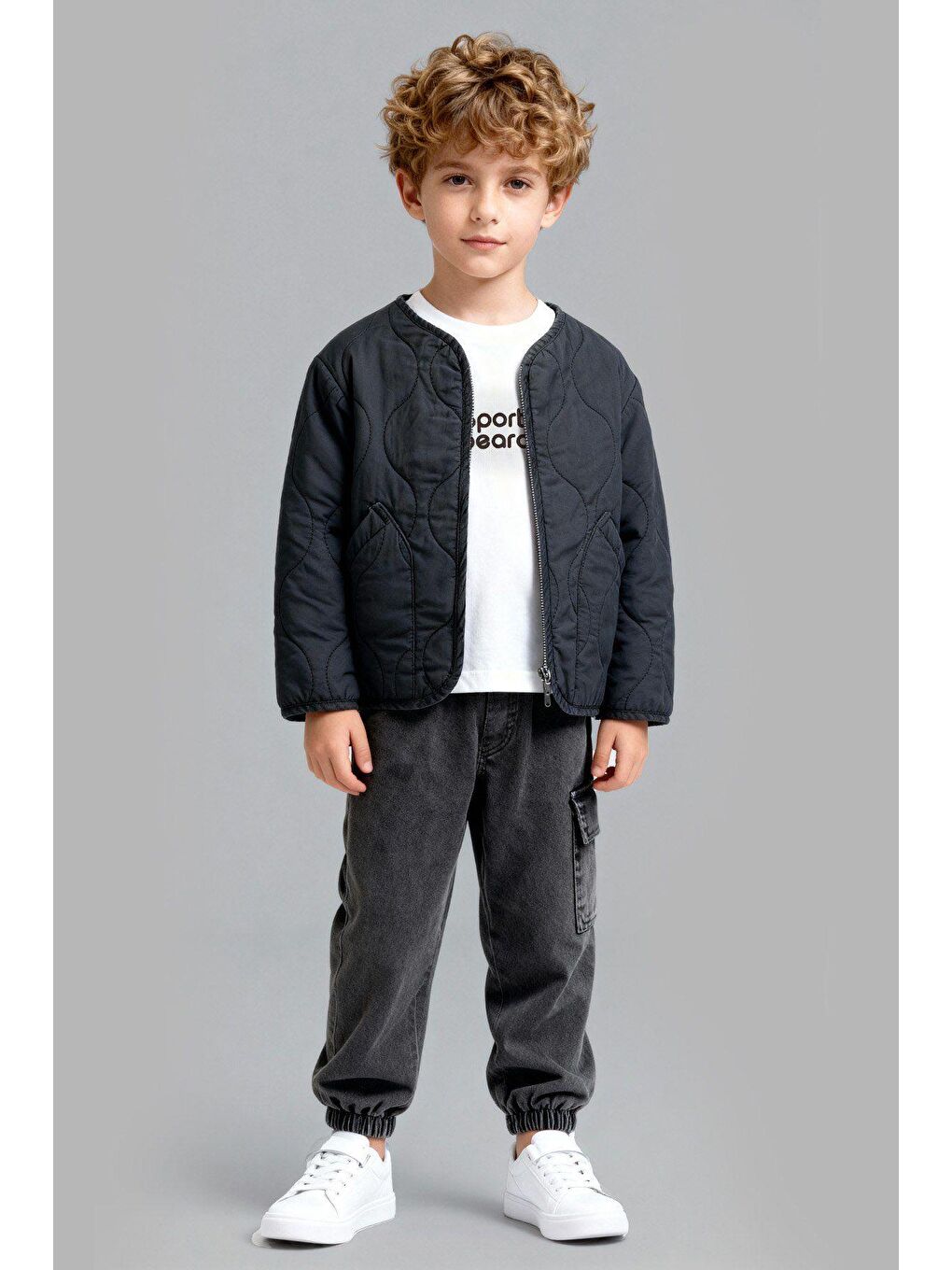 Karışık Erkek Çocuk Pamuklu Siyah Ceketli T-Shirt Ve Pantolonlu 3 Parça Takım-2