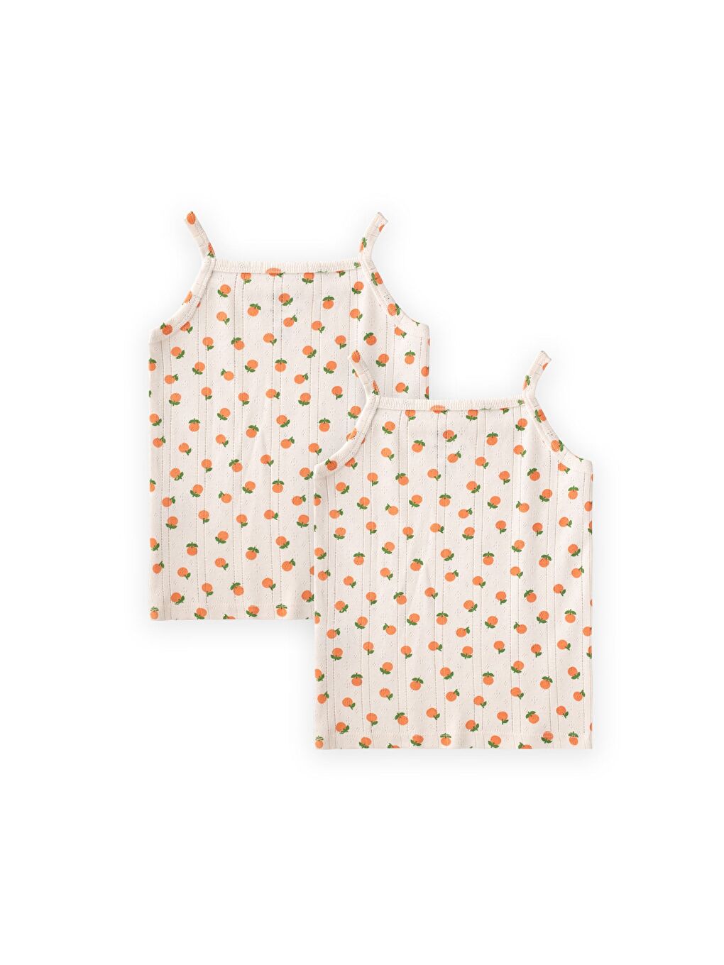 Ekru İkili İp Askılı Kız Atlet 2-11 Yaş Portakal Desen-1