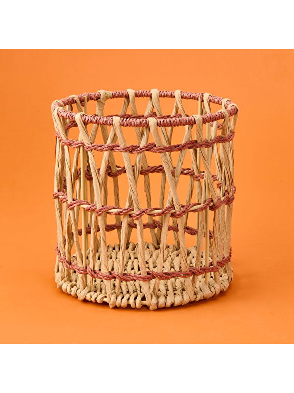 Granny Summer Silindir Dekoratif Sepet - Bej - 20x20 cm
