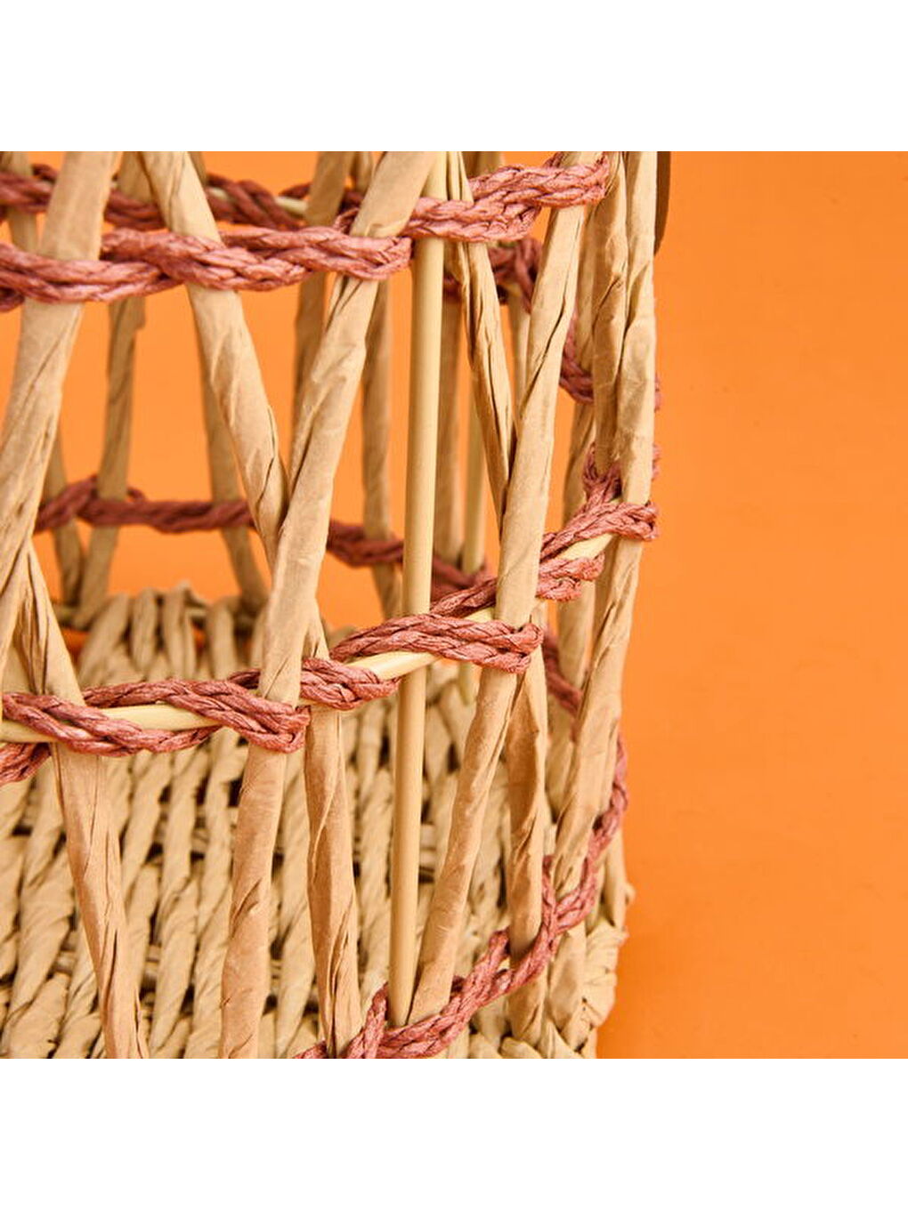 Granny Summer Silindir Dekoratif Sepet - Bej - 20x20 cm-2