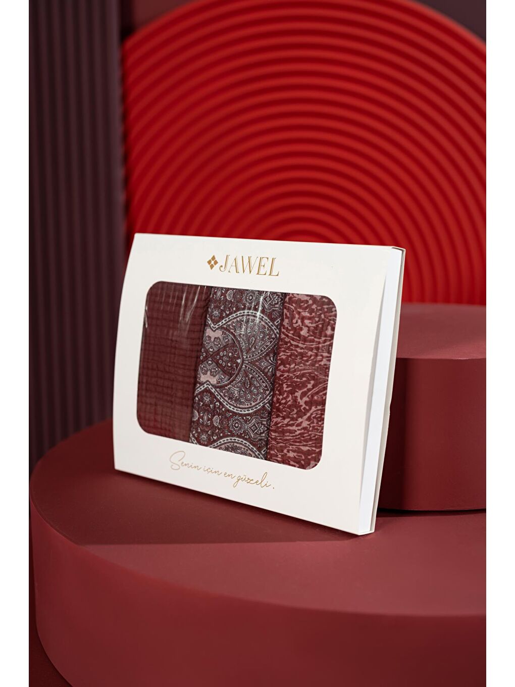 Karışık Kadın Müslin Şal Paketi Bordo (Degrade-Petra-Tyana)-1