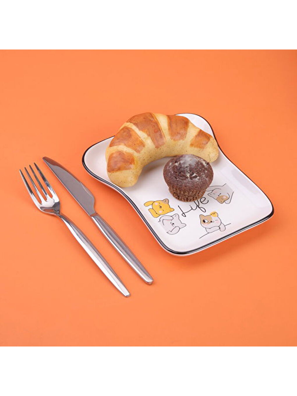 Karışık Kitchen Life Desenli Servis Tabağı - Renkli - 19 cm-2