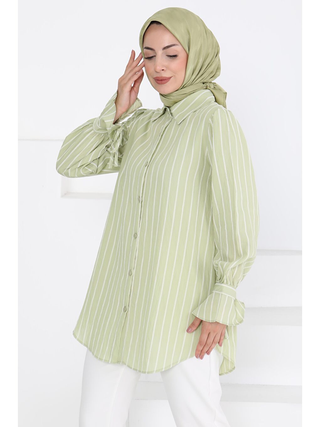 Çizgili Tunik Haki - 27275-1