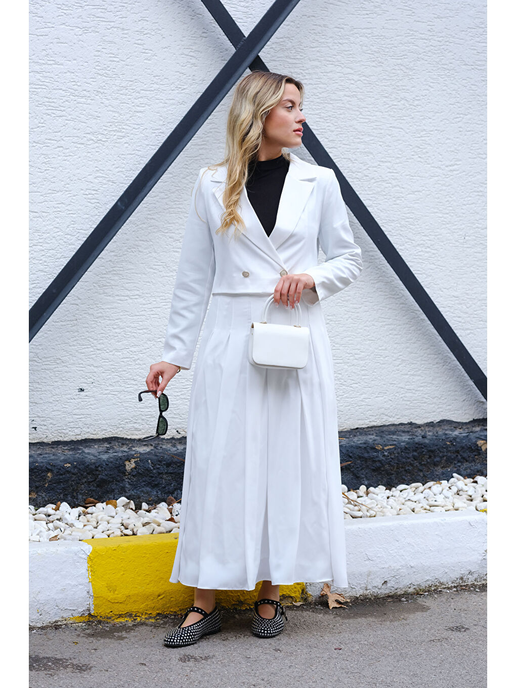 Pileli Etekli Takım Ekru-2